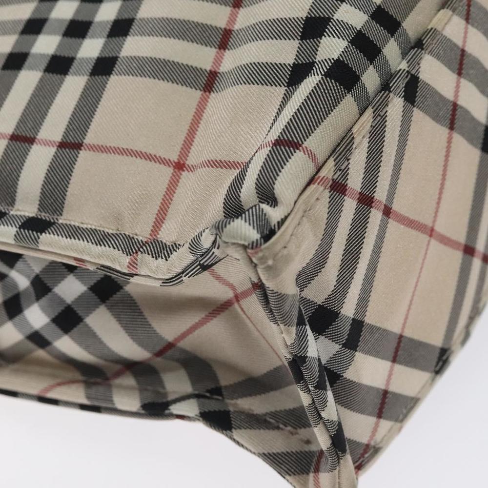 BURBERRY Nova Check Blue Label Hand Bag Nylon Beige Silver Auth kk500 - Picture 14 of 16